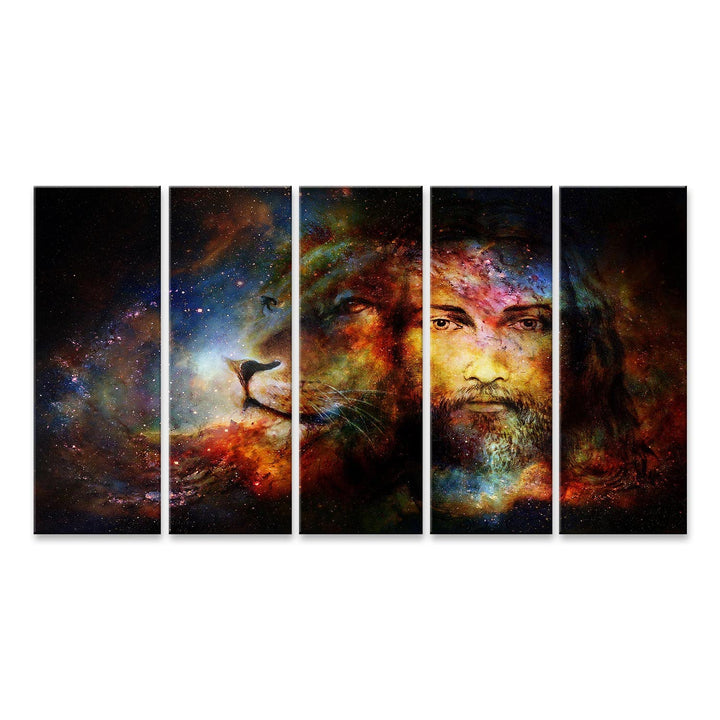 islandburner Bild auf Leinwand Jesus Mit Einem Löwen Religiös Bilder Wandbilder Poster Leinwand 160x