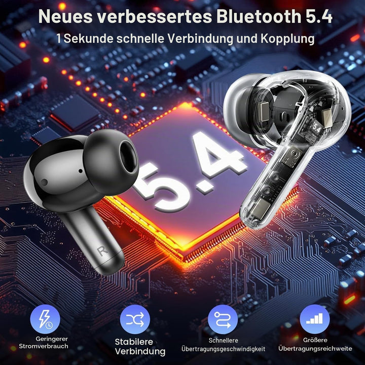 Rinsmola 2026 Bluetooth Headphones, 50 Hours Deep Bass Kopfhörer Kabellos Bluetooth 5.4, 3.6g A-Ster