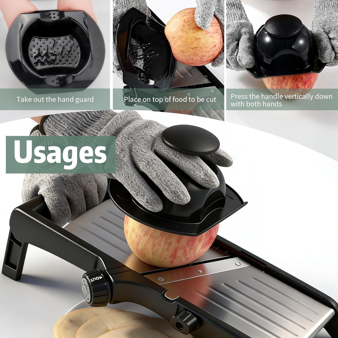Gemüsehobel, 7-in-1 Verstellbar Mandoline Gemüsehobel, Multifunktion Scheiben, Julienne, Edelstahl G