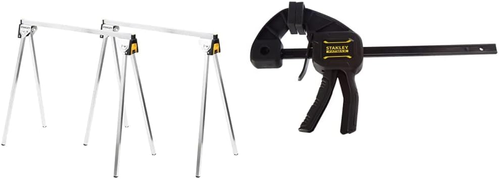 Stanley STST81337-1 Unterstellbock-Paar aus Metall Höhe 736mm belastbar bis 340 kg, Silber & FatMax