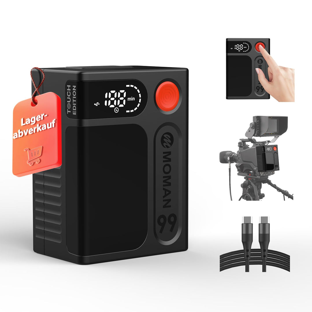 V Mount Akku, Moman Power 99 Touch Mini V-Lock Batterie 99Wh/6900mAh mit Berührungstaste&LED Bildsch