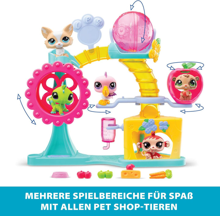 BANDAI Littlest Pet Shop - Fun Factory Set - Spielset mit 2 Tieren, Dekoration und Zubehör - Niedlic