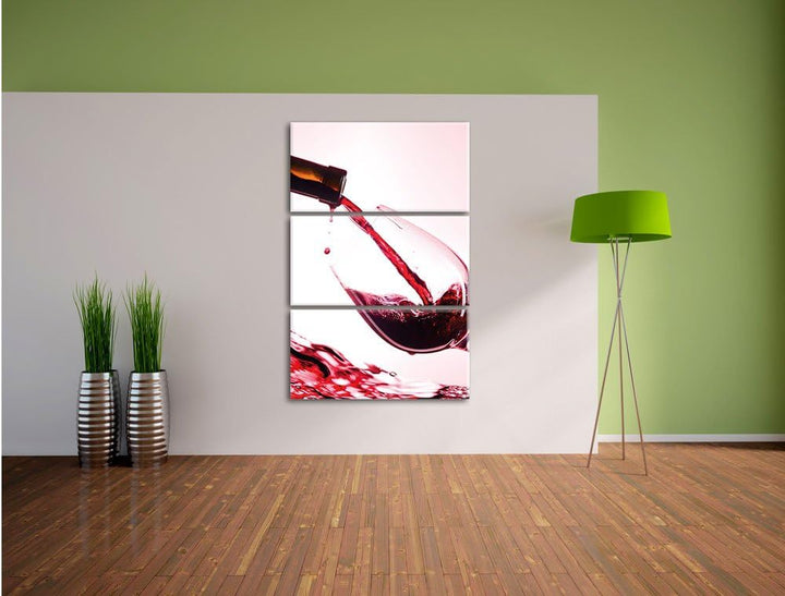 Wein 3-Teiler Leinwandbild 120x80 Bild auf Leinwand, XXL riesige Bilder fertig gerahmt mit Keilrahme