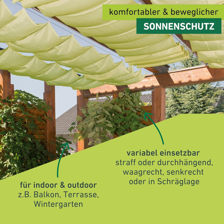 Windhager Sonnensegel für Seilspanntechnik Komplett-Set inkl. Sonnen-Segel 270 x 140 cm, ideal für P