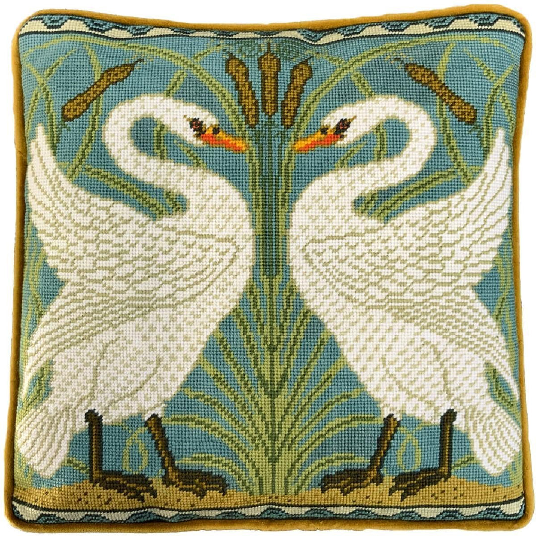 Gobelin-Stickkissen Set "Schwan, Eile und Iris Tapisserie"