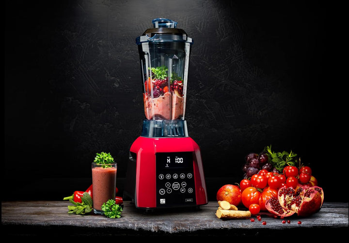 Blender G21 Excellent, Rot, 1.700 W, 32.000 U/min, BPA-frei, Behälter von 2,5 l, 11 Programme, 4 Jah