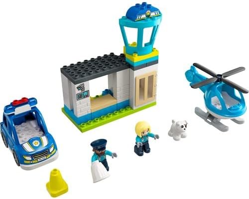 LEGO 10959 DUPLO Polizeistation mit Hubschrauber, Polizeiauto und Steine, Polizei-Spielzeug für Klei
