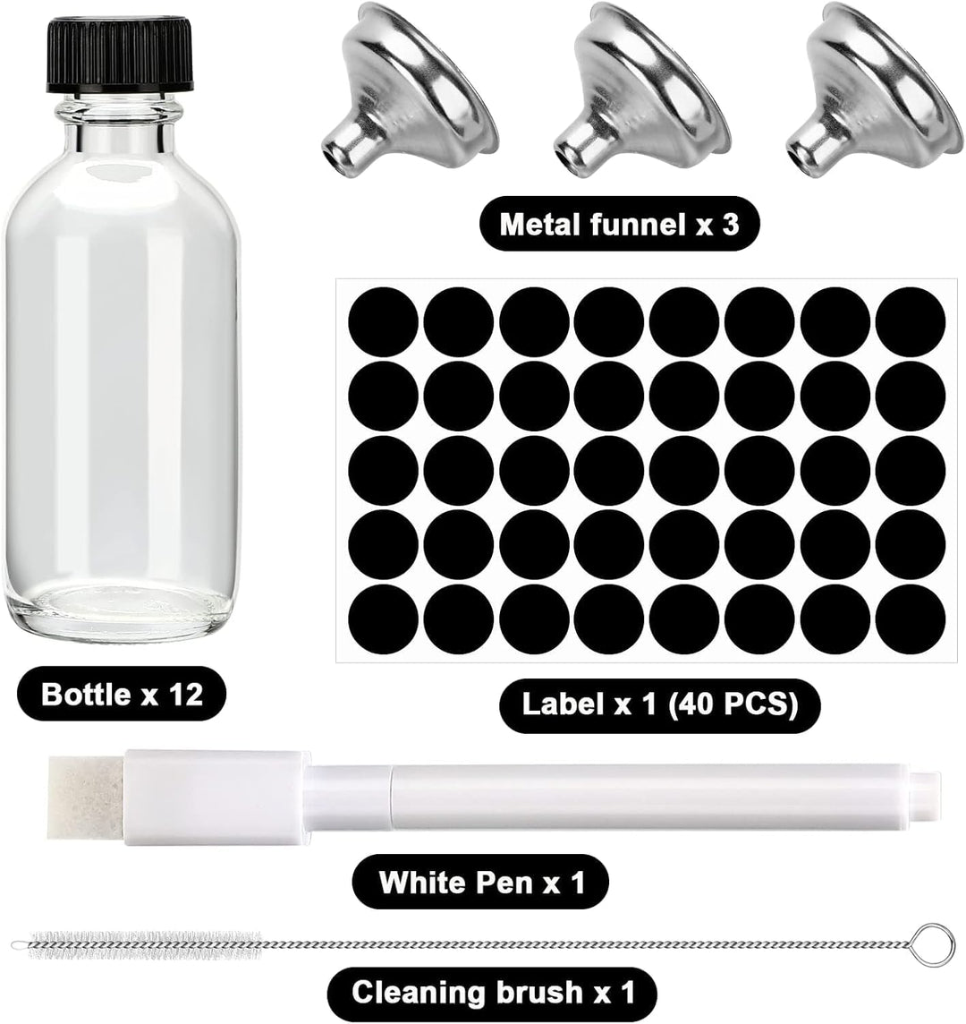 Mini Glasflaschen mit Deckel, Shot Flaschen zum Befüllen 60ml, Kleine Glasflaschen, Kleine Schnapsfl