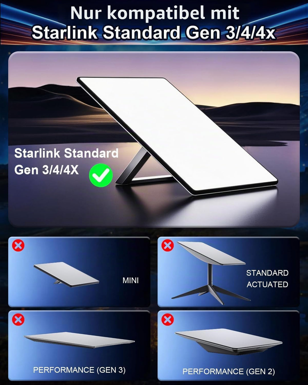 Starlink Standard Gen 3/4/4X Rohradapterhalterung, sicheres Stangenmontage-Set für Dach-, Wohnmobil-