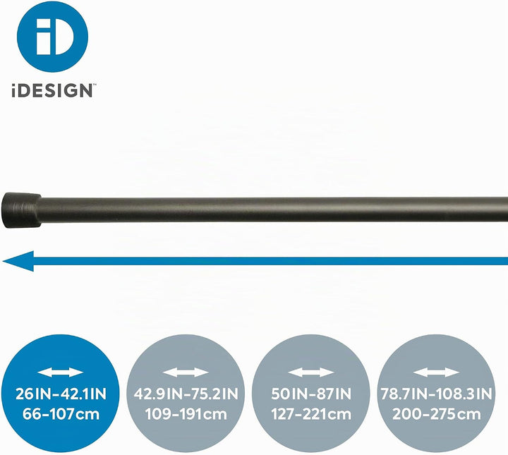 iDesign Duschvorhangstange, kurze Teleskopstange aus Metall, ausziehbare Duschvorhangstange ohne Boh