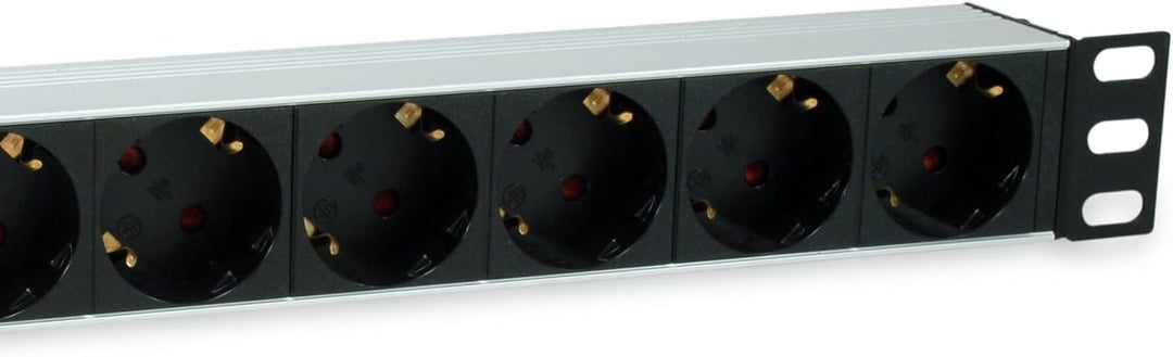 Equip 333309 Steckdosenleiste 19 Zoll (1HE) 7-Fach mit Ü- Überspannungsschutz und Schalter, schwarz