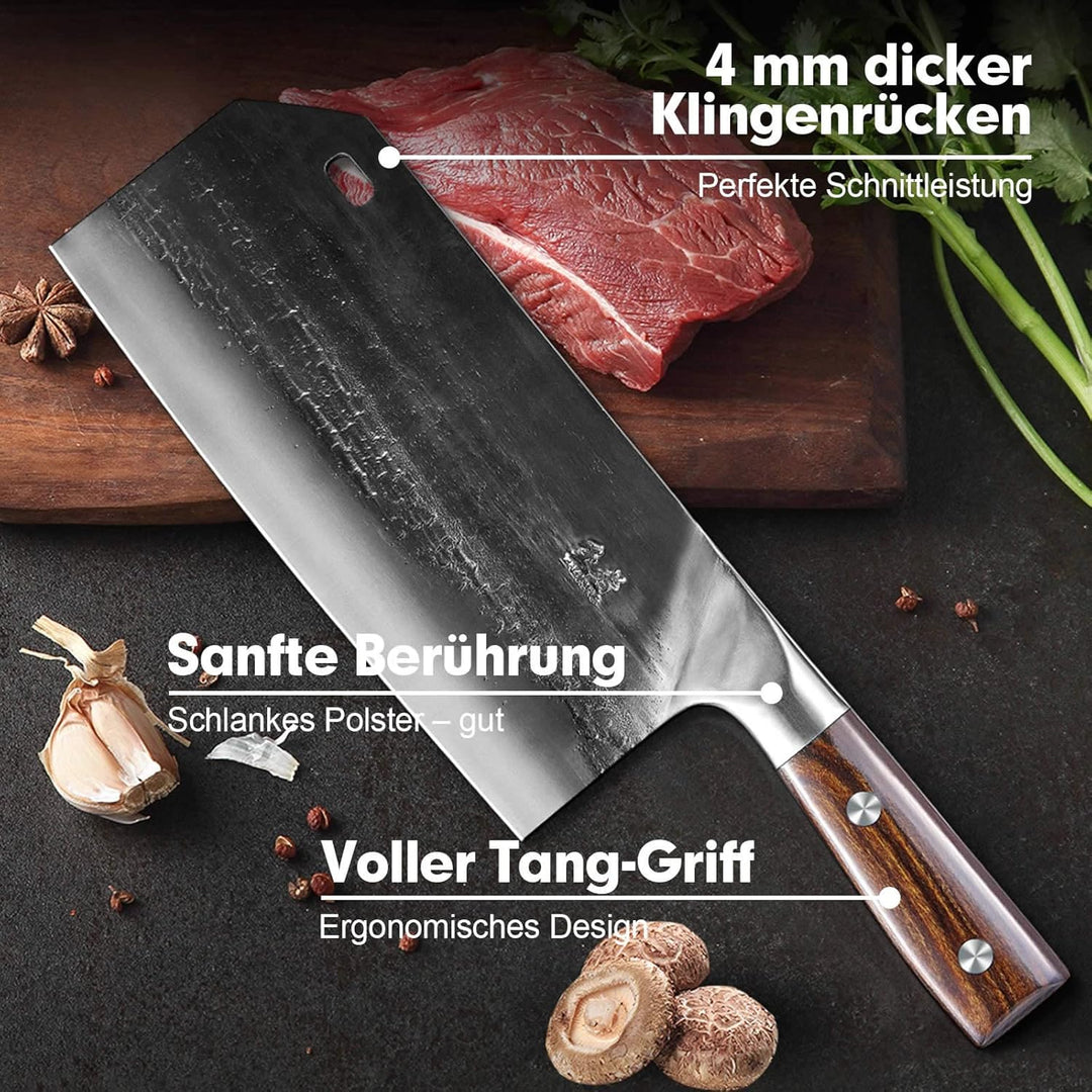 ENOKING Hackmesser, handgeschmiedetes Chinesisches Küchenmesser, Scharf Kochmesser Hochwertigem Deut