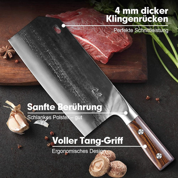 ENOKING Hackmesser, handgeschmiedetes Chinesisches Küchenmesser, Scharf Kochmesser Hochwertigem Deut