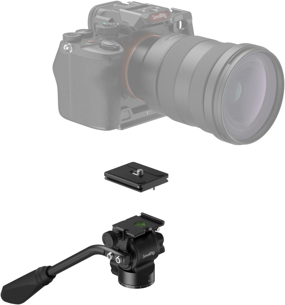 SMALLRIG 71" Videostativ mit Fluidkopf, Aluminium Kamerastativ, 360-Panorama Video Tripod für Reisen