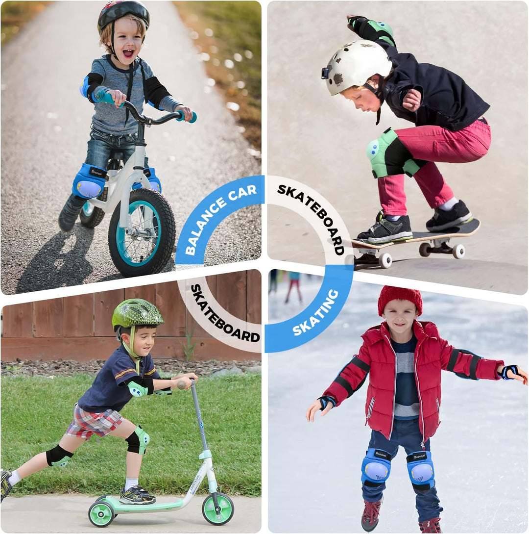 BOSONER Knieschoner Kinder Schoner Inliner Protektoren 6er Set Schützer Inliner Inline Skates Knie U