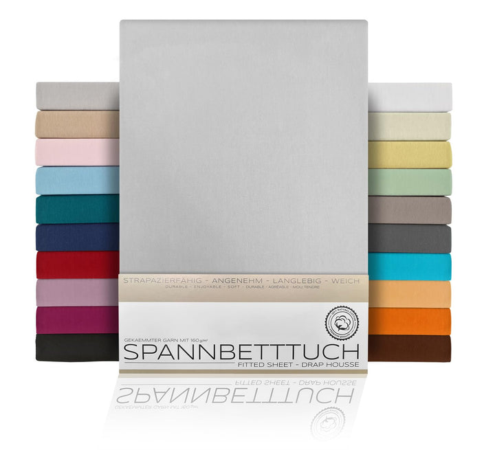 BEAUTEX Spannbetttuch Bettlaken aus Baumwolle, Premium Jersey Stoff 160g/m², Grösse und Farbe wählba