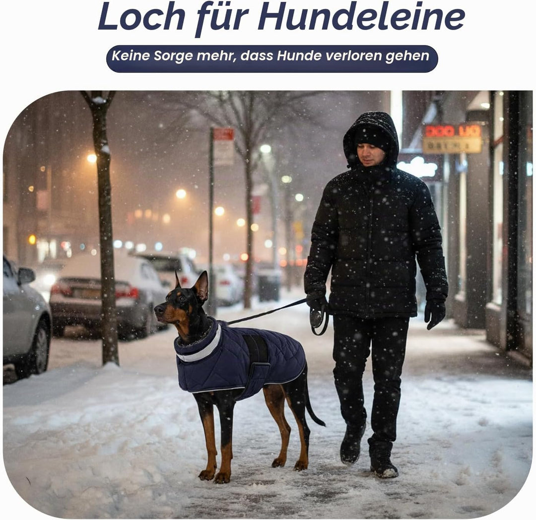 ASENKU Hundemantel Winter XL – Wasserdicht &amp; Winddicht für Grosse Hunde | Fleecegefüttert, Reflektor