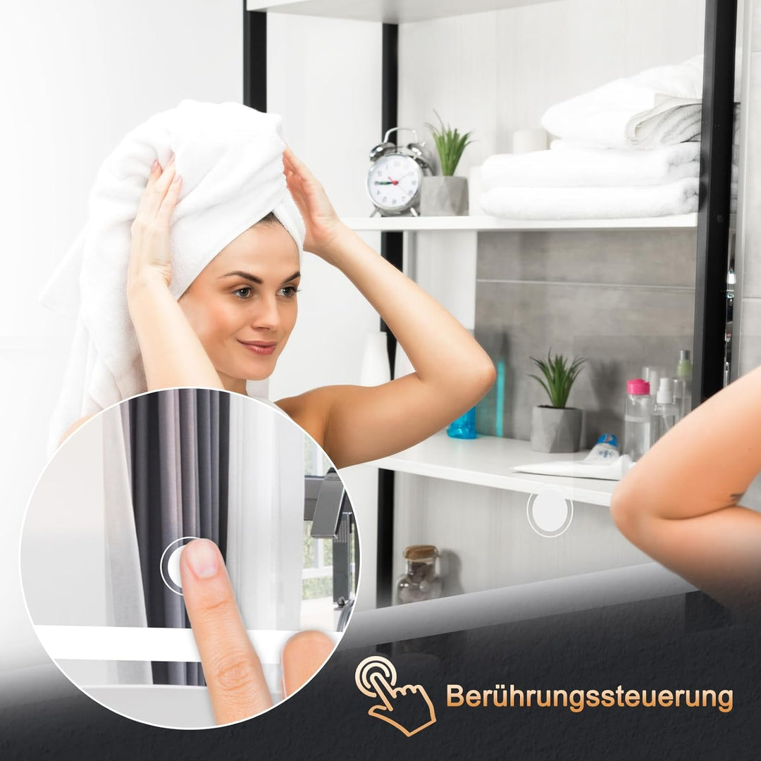 Trintion Badspiegel mit Beleuchtung 50x70cm Badezimmer Wandspiegel LED Badezimmerspiegel Anti-Beschl