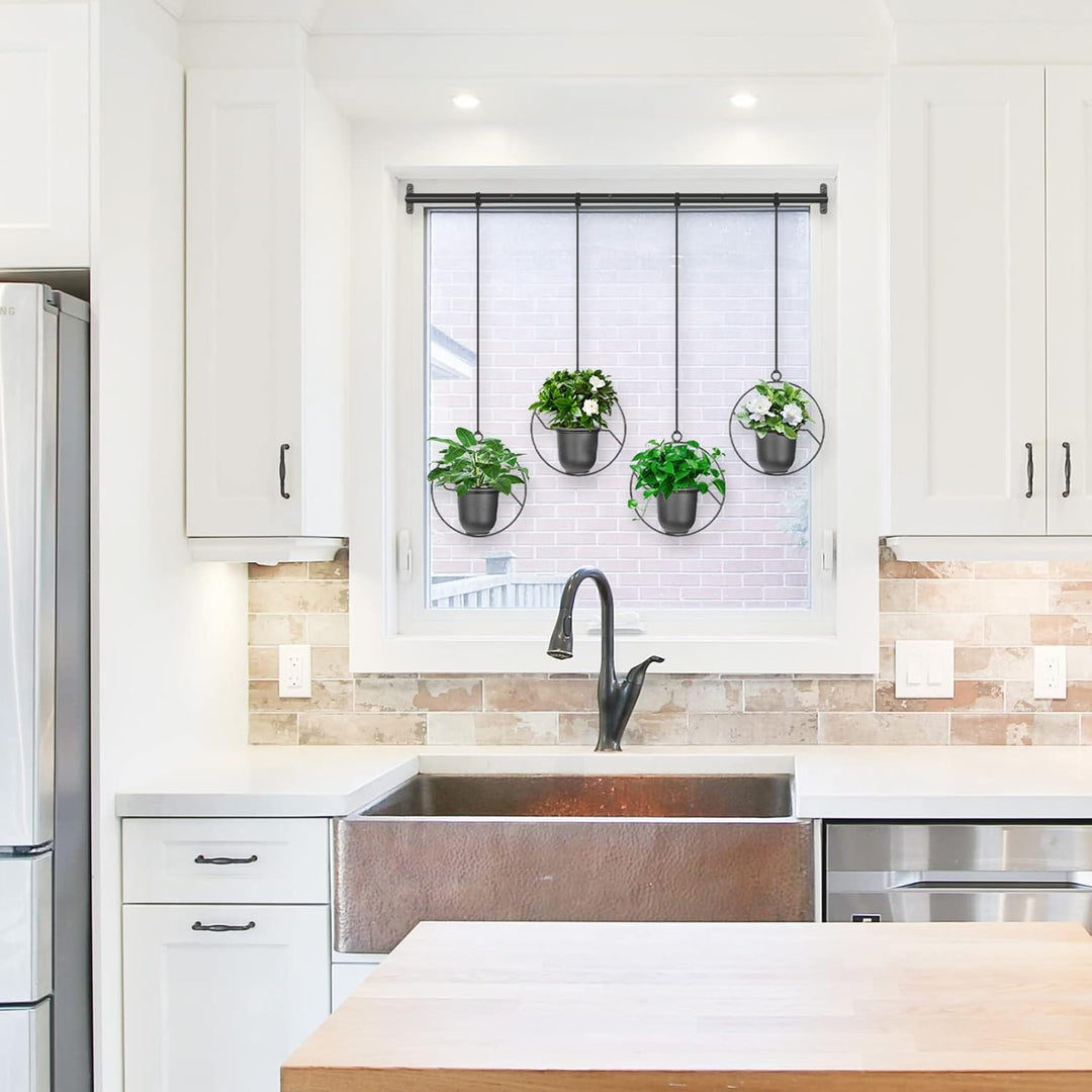 Bomclap Hängeblumentopf, 4er Set Runder Blumenampel mit Melamin Blumentopf für Innen Aussen Garten B