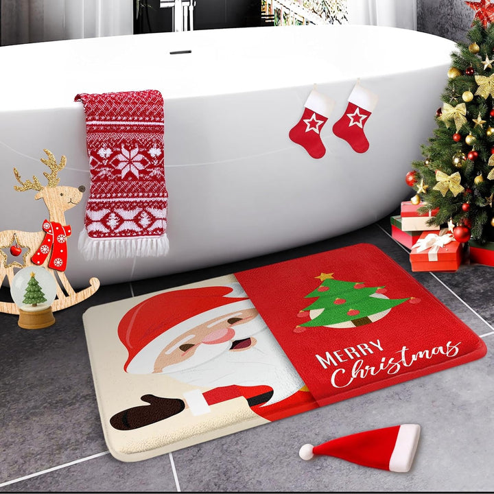 Britimes Badematten für Badezimmer, Badezimmermatten, Teppiche, kein Silber, rotes Weihnachtsmuster,