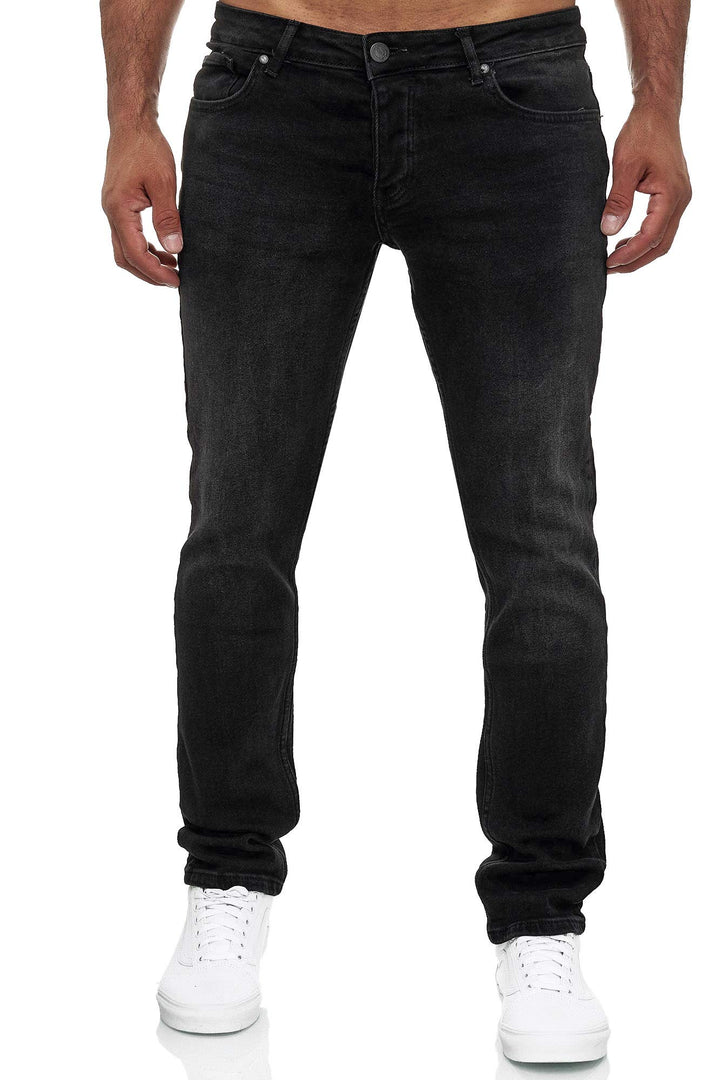 MERISH Jeans Herren Destroyed Hose Jeanshose Slim Fit Männer Denim 2081-1001 32W / 32L 502-3 Schwarz