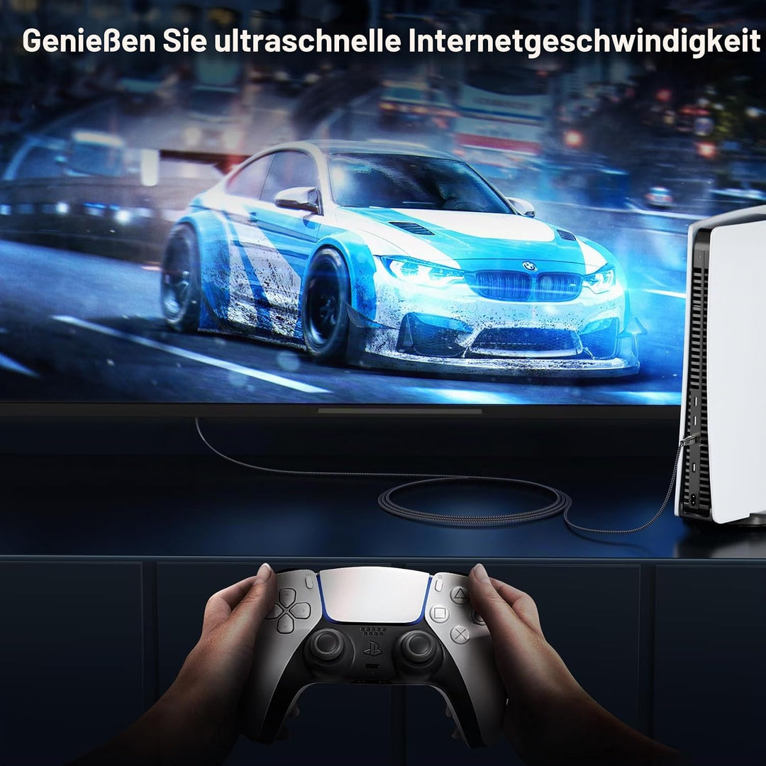 Cat 8 LAN Kabel, 40Gbps Netzwerkkabel 2000MHz Gigabit Hochgeschwindigkeits Internetkabel, Flach S/FT