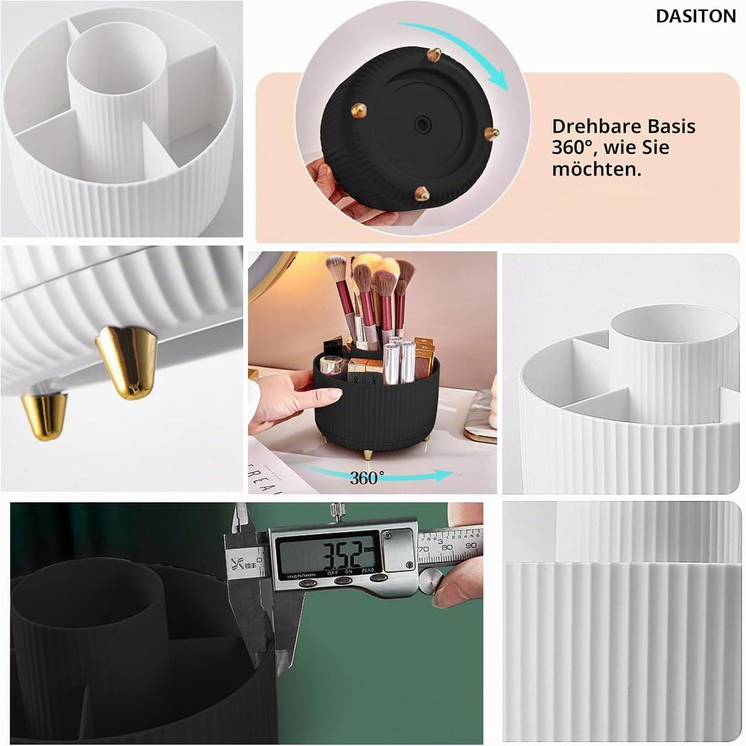 DASITON Make up Kosmetik Organizer mit 5 Fächern,360° Drehbarer Pinsel Organizer,Grosser Kapazität S