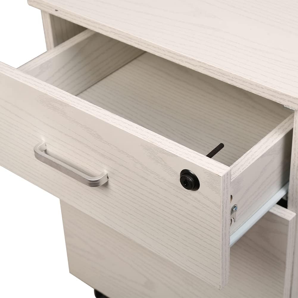 BAKAJI Büroregal mit 2 Schubladen Schloss mit 2 Schlüsseln, Kommode für Schreibtisch aus Holz, platz