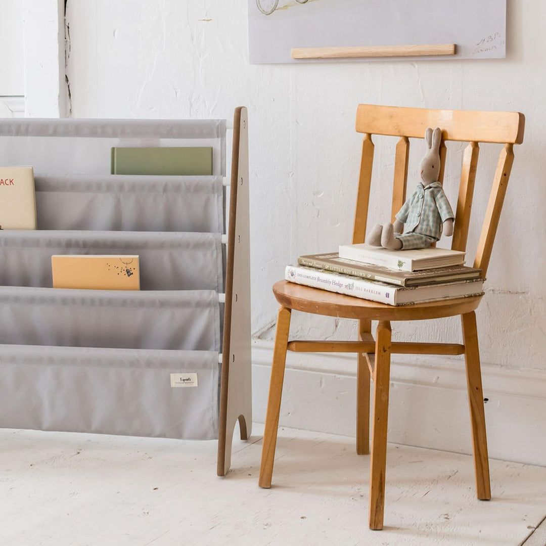3 Sprouts Kinder Bücherregal aus Holz – Montessori Regal für Kinderzimmer - Hellgrau, Hellgrau