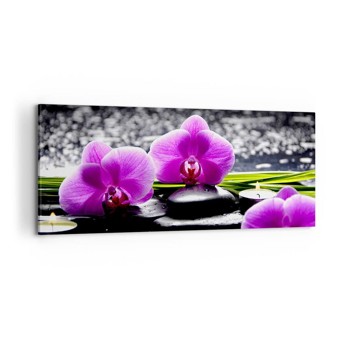Panorama Bilder auf Leinwand 100x40cm Leinwandbild Orchidee Natur Wasser Blume Gross Wanddeko Bild S