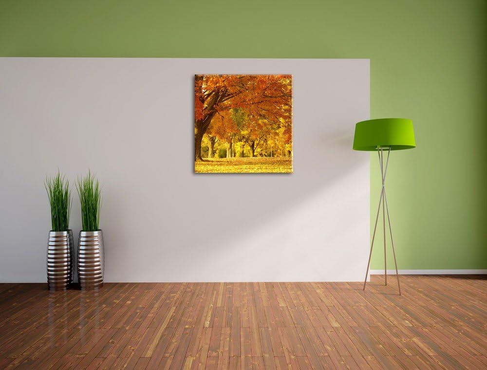 schöne Herbstlandschaft, Format: 70x70 auf Leinwand, XXL riesige Bilder fertig gerahmt mit Keilrahme
