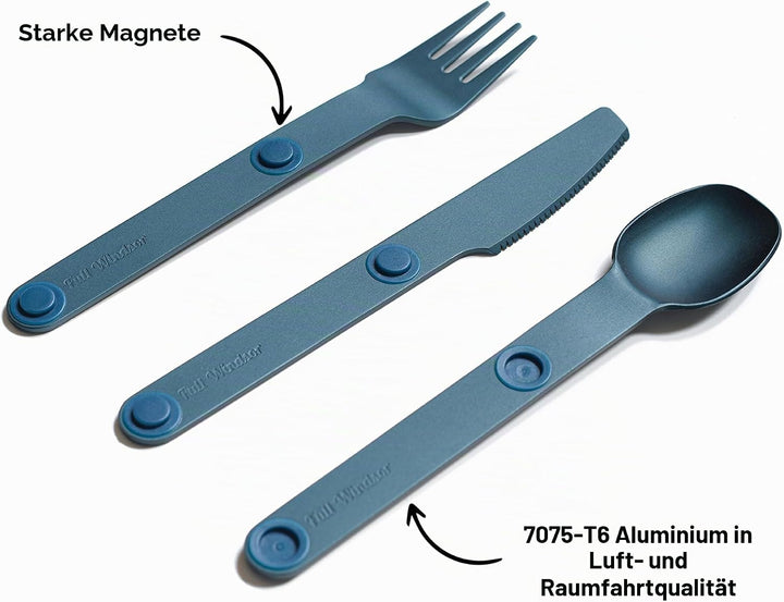 MAGWARE Magnetisches Campingutensilien-Set – tragbares und wiederverwendbares Metall-Reisebesteck mi