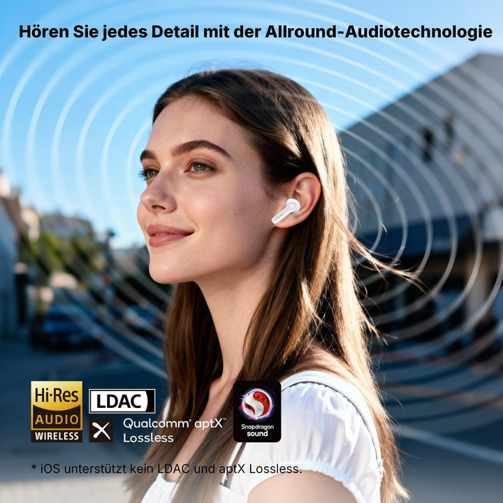 EarFun Air Pro 4+ Bluetooth Kopfhörer mit Noise Cancelling, Hybrid-Treibersystem, Hi-Res Audio, aptX