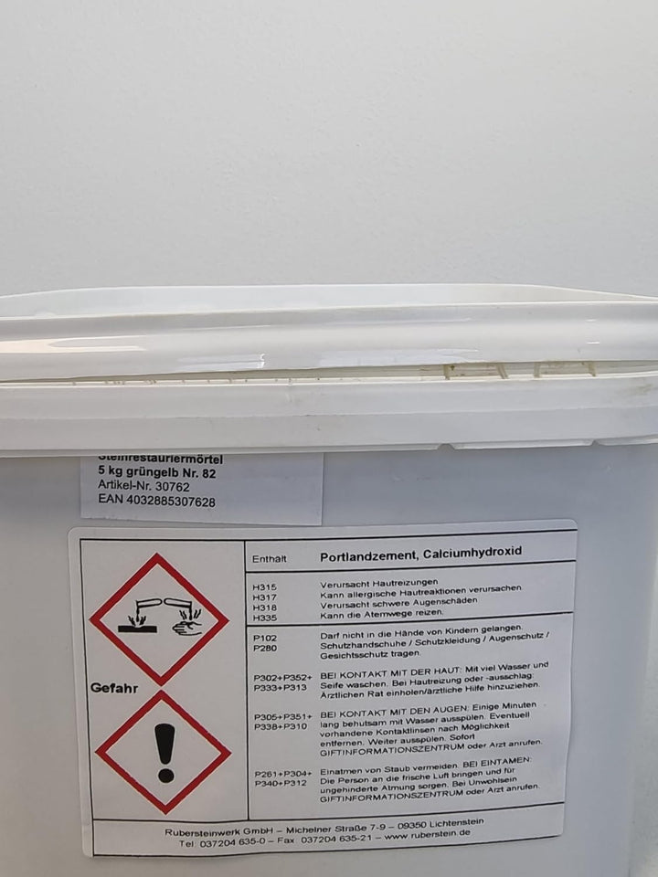Ruberstein Steinrestauriermörtel/Reparaturmörtel/Mörtel für Sandstein 5 kg im Eimer (grüngelb)