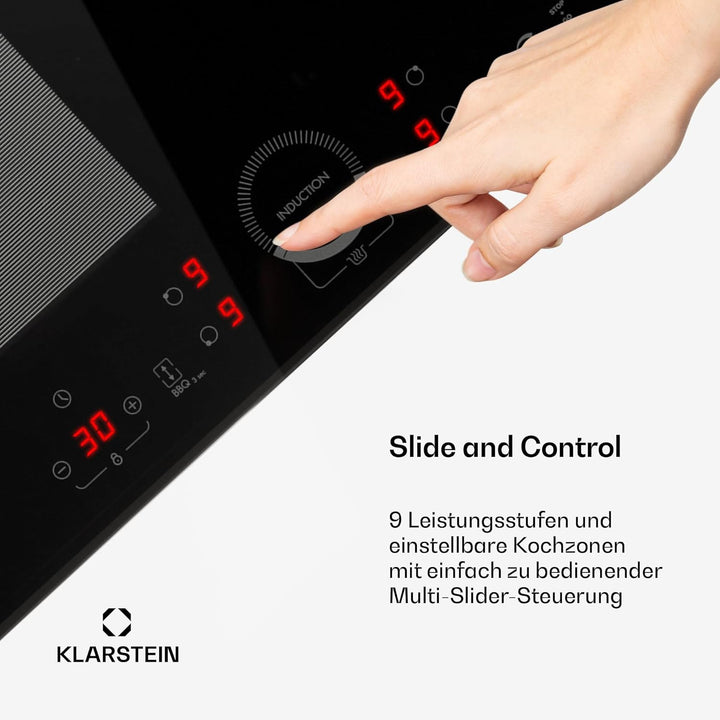 Klarstein Induktionskochfeld, Glaskeramik Kochfeld, mit 4 Platten, Einbau- mit Touch-Display, Digita