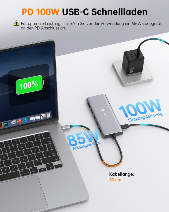 NOVOO USB C Docking Station Triple Display 13 in 1 Dual 4K@60Hz HDMI Hub VGA Adapter, 5 USB-A Datenp