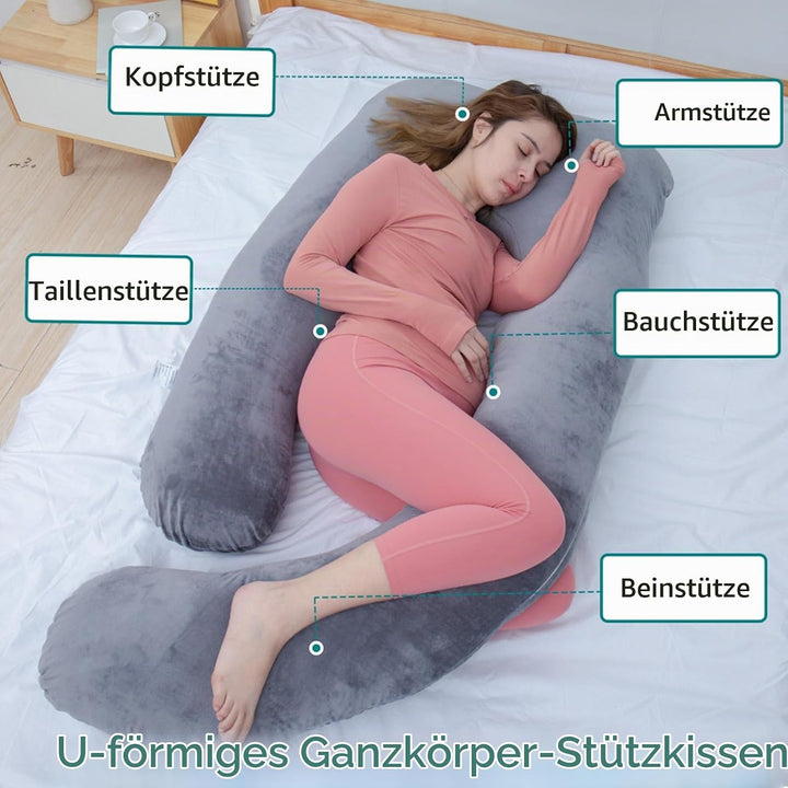Schwangerschaftskissen, U-förmiges Ganzkörperkissen, Stillkissen, Stütz- und Schwangerschaftskissen