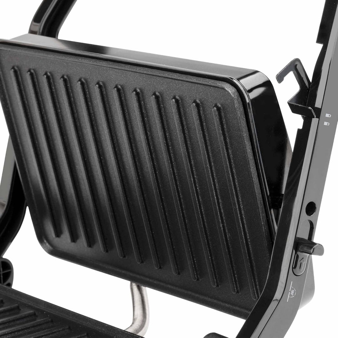 JATA JEGR1124 Elektrogrill und Grill mit geriffelten antihaftbeschichteten Platten, 23 x 14,5 cm, 10