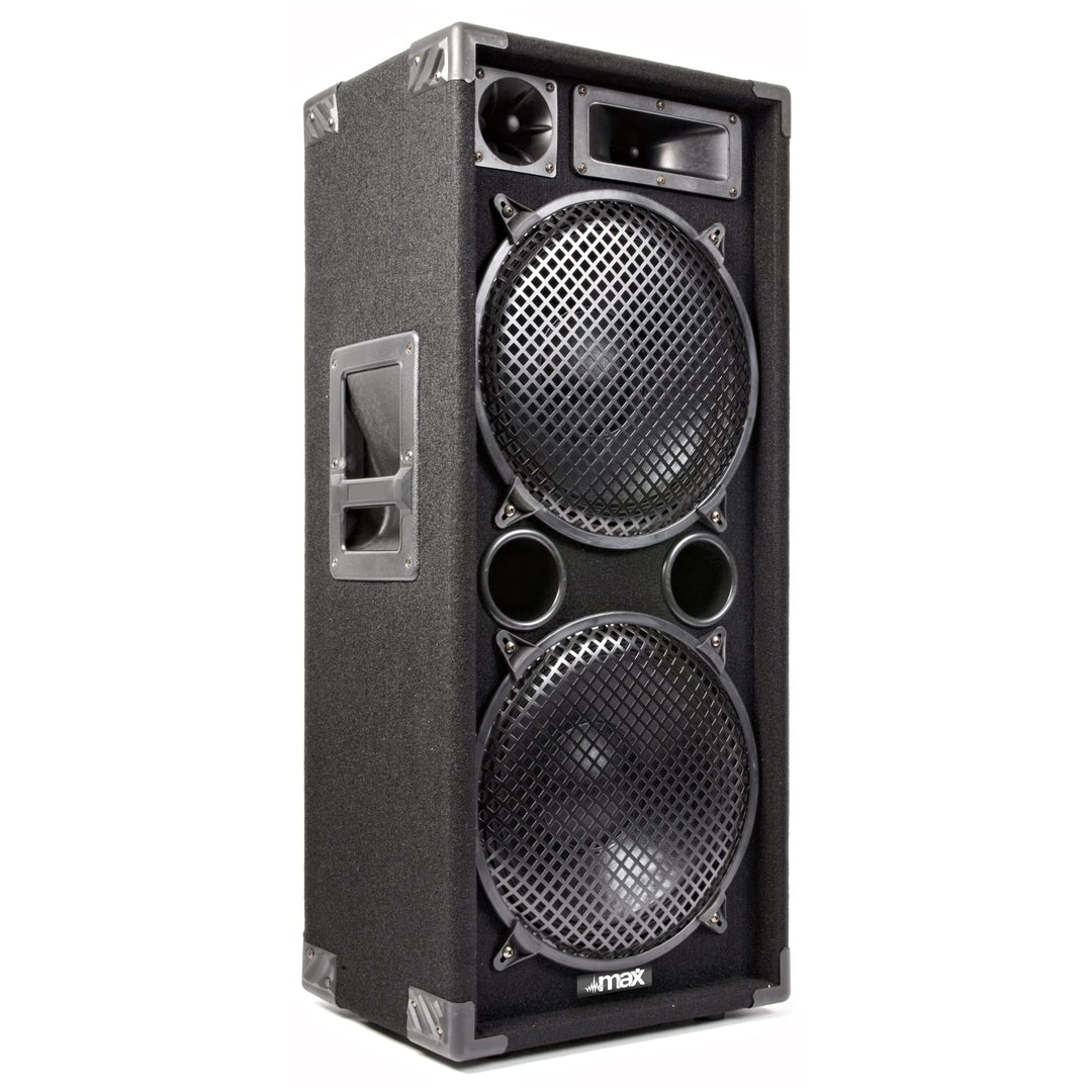 MAX MAX212 Passive PA Lautsprecher, 1400 Watt Partybox mit Griffe, 2 x 12 Zoll Doppel-Tieftöner, Pas