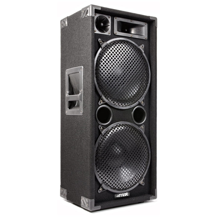 MAX MAX212 Passive PA Lautsprecher, 1400 Watt Partybox mit Griffe, 2 x 12 Zoll Doppel-Tieftöner, Pas