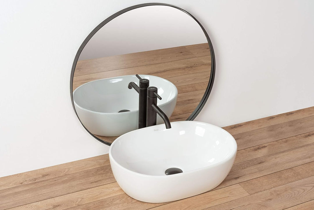 VBChome Waschbecken 48 x 34 klein Keramik Oval Waschtisch Handwaschbecken AUFSATZWASCHBECKEN WASCHSC