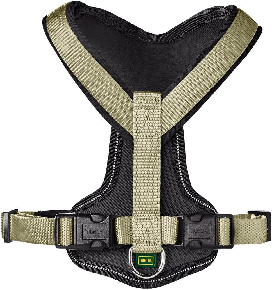 HUNTER Hundegeschirr NEOPREN, Farbe: oliv/schwarz, strapazierfähiges Nylon, mit weichem Neopren gepo