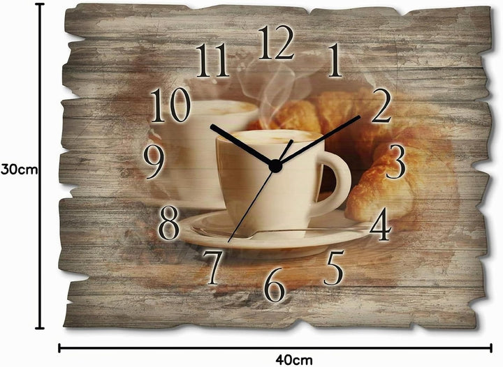 ARTLAND Wanddeko Wanduhr ohne Tickgeräusche aus Holz Quarzuhr 40x30 cm Rechteckig Lautlos Kaffee Cap