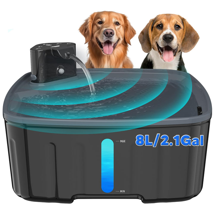 Kittyspout Trinkbrunnen für Hunde Kabellos, 8L/ 270 oz Grosse Hundebrunnen/Katzenbrunnen mit Bewegun