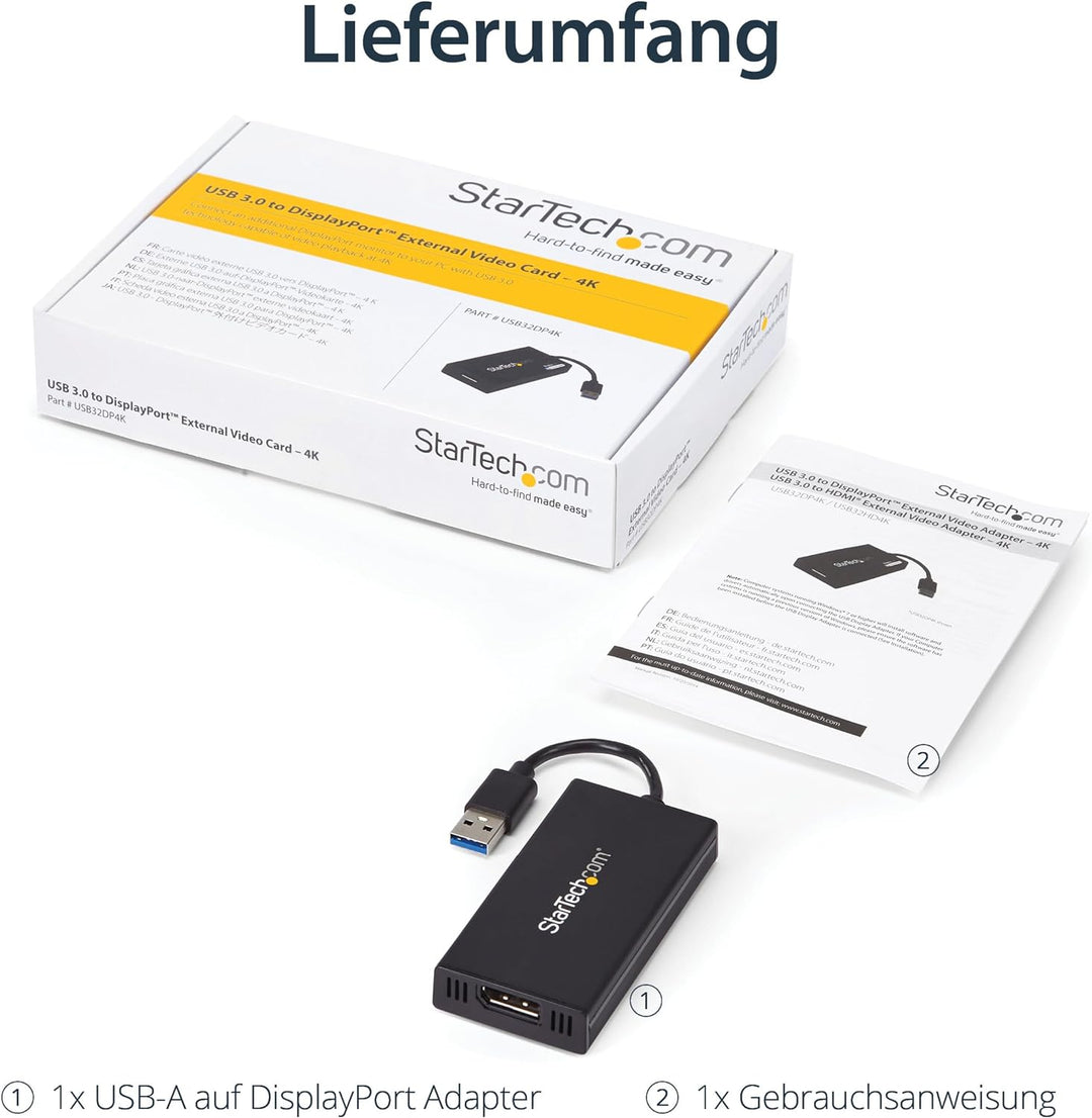StarTech.com USB 3.0 auf DisplayPort Adapter - 4K 30Hz Ultra HD - DisplayLink zertifiziert - USB Typ