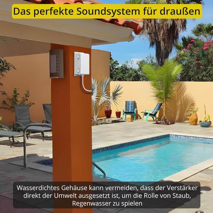 PROZOR Bluetooth 5.0 Verstärker Leistungsverstärker Aussenverstärker 2x200W Endstufe 30V 5A IP65 Was