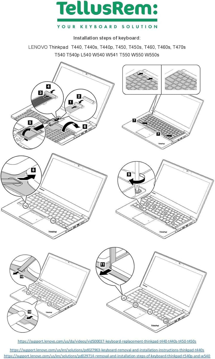 TellusRem ersatztastatur US Nicht Hintergrundbeleuchtung für Lenovo Thinkpad T431 T431S E431 T440 T4