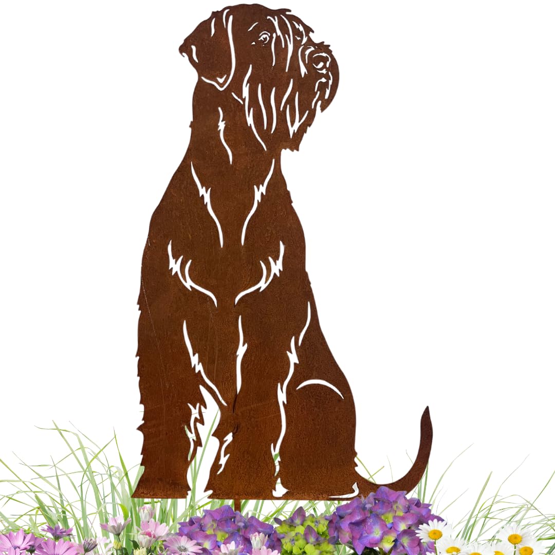 Terma Stahldesign Edelrost Hund Gartenstecker Riesenschnauzer, Handmade Germany, tolle gartendeko au