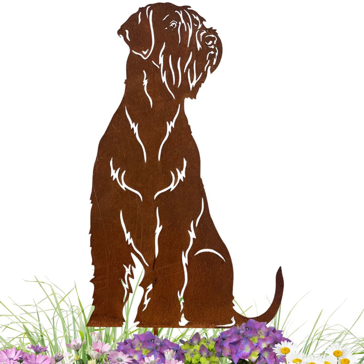 Terma Stahldesign Edelrost Hund Gartenstecker Riesenschnauzer, Handmade Germany, tolle gartendeko au