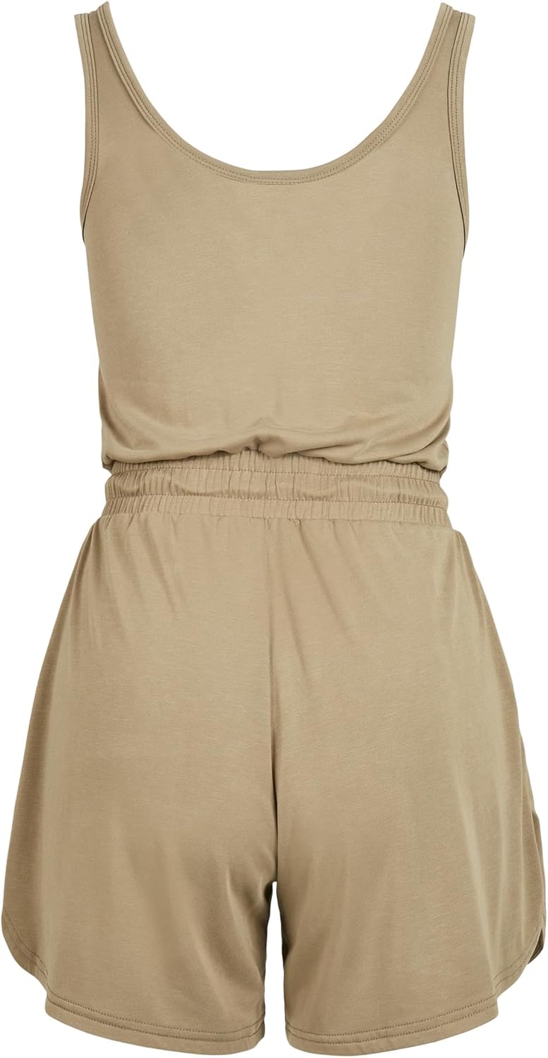 Urban Classics Damen Ladies Short Sleevless Modal Jumpsuit T-Shirt XS Khaki, XS Khaki
